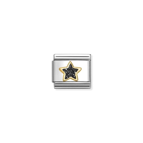 NOMINATION Symbol svart stjerne med glitter og gull 030220/20